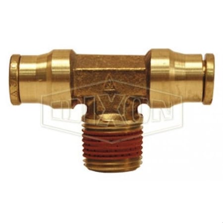 Dixon Push-In Male Branch Tee, 1/8 x 1/4 in Nominal, MNPTF x Tube, Brass, Domestic 728X4